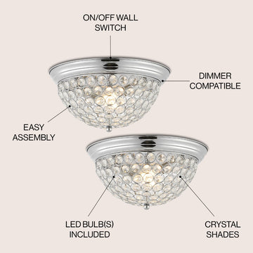 Malia 12" Traditional Transitional Iron LED Flush Mount - JONATHAN Y